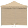 Tienda de fiesta plegable Pop-Up con 4 paredes laterales beige 3