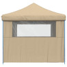 Tienda de fiesta plegable Pop-Up con 4 paredes laterales beige 4