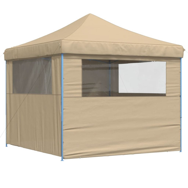 Tienda de fiesta plegable Pop-Up con 4 paredes laterales beige M 5