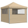 Tienda de fiesta plegable Pop-Up con 4 paredes laterales beige 5