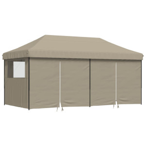 Tienda de fiesta plegable Pop-Up con 4 paredes laterales taupe H