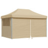 Tienda de fiesta plegable Pop-Up con 4 paredes laterales beige 2