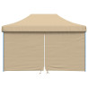 Tienda de fiesta plegable Pop-Up con 4 paredes laterales beige 3