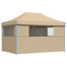 Tienda de fiesta plegable Pop-Up con 4 paredes laterales beige 5