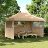 Tienda de fiesta plegable Pop-Up con 3 paredes laterales beige 1