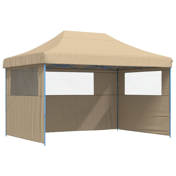 Tienda de fiesta plegable Pop-Up con 3 paredes laterales beige M 2