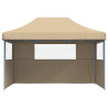 Tienda de fiesta plegable Pop-Up con 3 paredes laterales beige 3