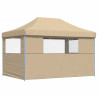 Tienda de fiesta plegable Pop-Up con 3 paredes laterales beige 5