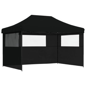 Tienda de fiesta plegable Pop-Up con 3 paredes laterales negra H