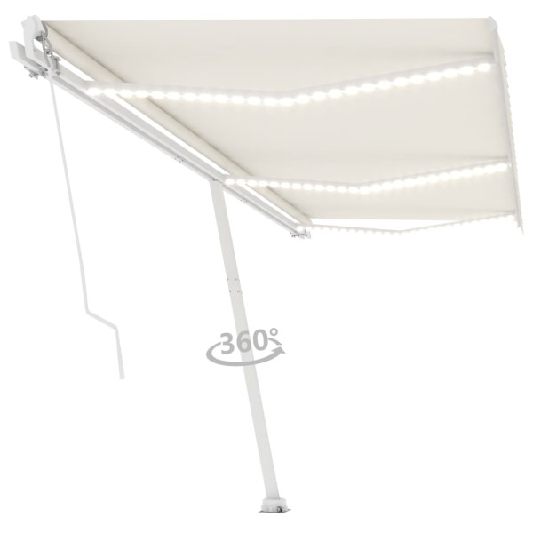 Toldo retrátil manual com LED 600x300 cm cor creme M 3