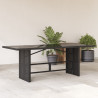 Mesa de jardim com tampo de vidro 190x80x75 cm vime PE preto 1
