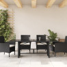 Mesa de jardim com tampo de vidro 190x80x75 cm vime PE preto 3