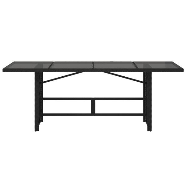 Mesa de jardín superficie de vidrio ratán PE negro 190x80x75 cm M 4
