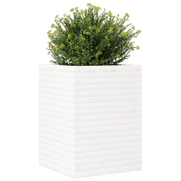 Vaso/floreira de jardim 50x50x68.5 cm pinho maciço branco M 4