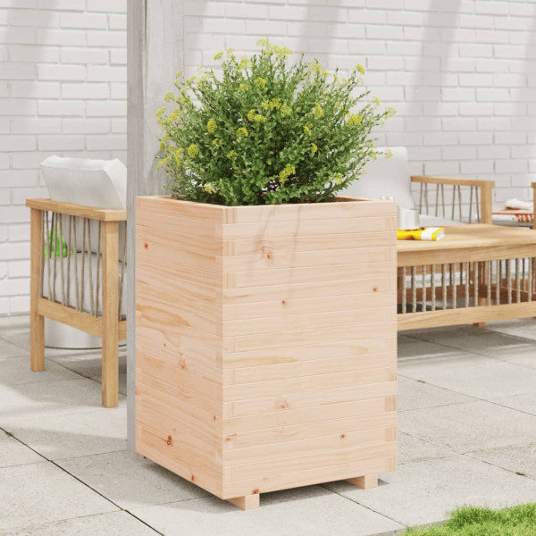 Jardinera madera maciza de pino 50x50x72.5 cm D