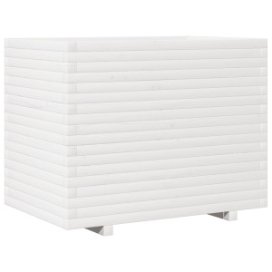 Jardinera de madera maciza de pino blanca 90x60x72 cm H