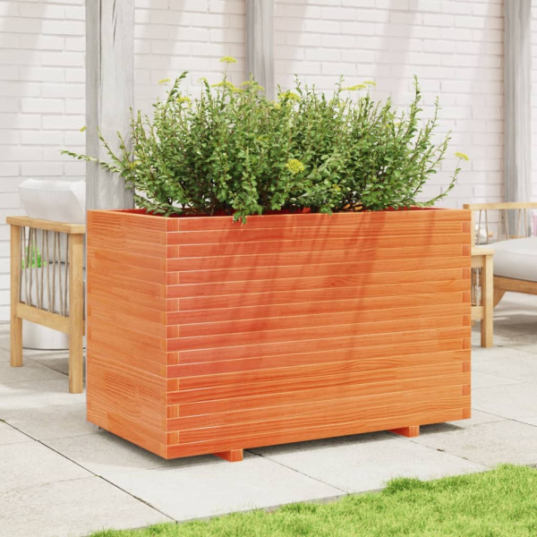 Jardinera madera maciza de pino marrón cera 110x60x72 cm M 3