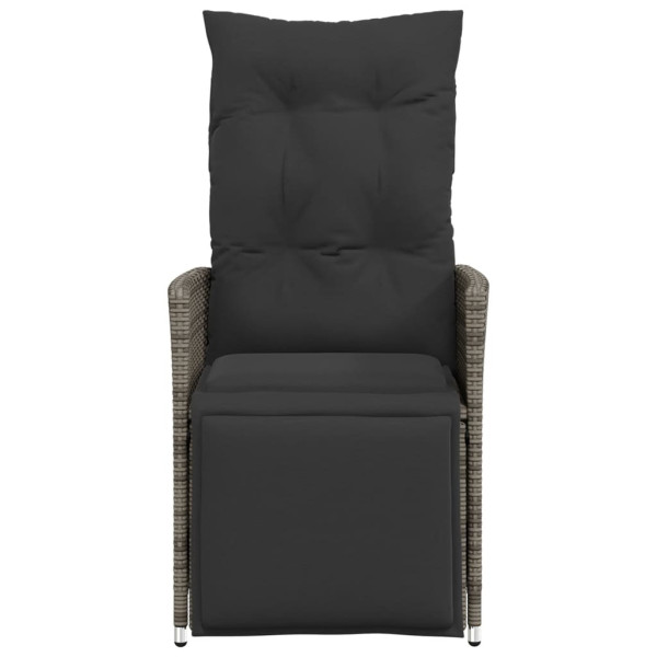 Sillones reclinable jardín y cojines 2 uds ratán sintético gris M 4