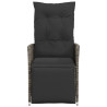 Cadeiras jardim reclináveis 2 pcs c/ almofadões vime PE cinza 4