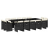 Set comedor de jardín con cojines 15 pzas ratán sintético negro 2