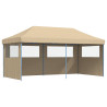 Tienda de fiesta plegable Pop-Up con 3 paredes laterales beige 2