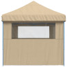 Tienda de fiesta plegable Pop-Up con 3 paredes laterales beige 4