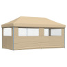 Tienda de fiesta plegable Pop-Up con 3 paredes laterales beige 5