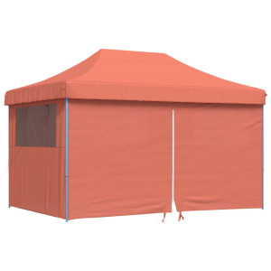Tenda p/ festas pop-up dobrável 4 paredes laterais terracotta H