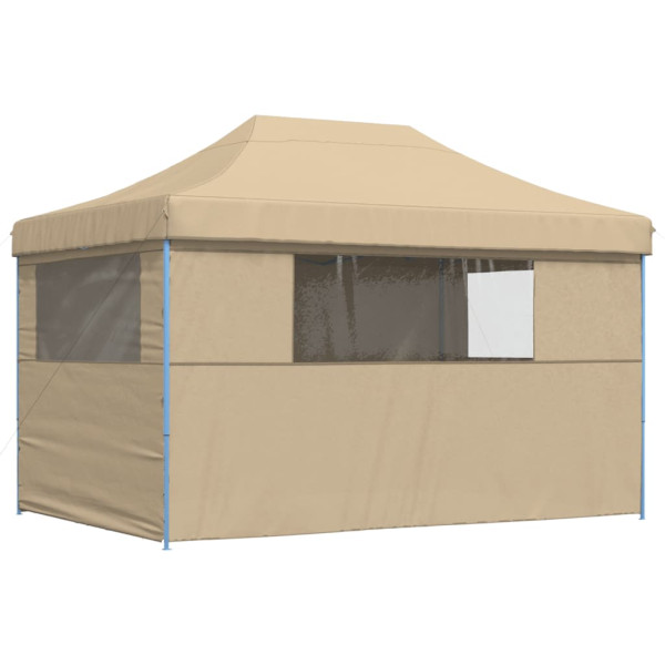 Tienda de fiesta plegable Pop-Up con 4 paredes laterales beige M 5