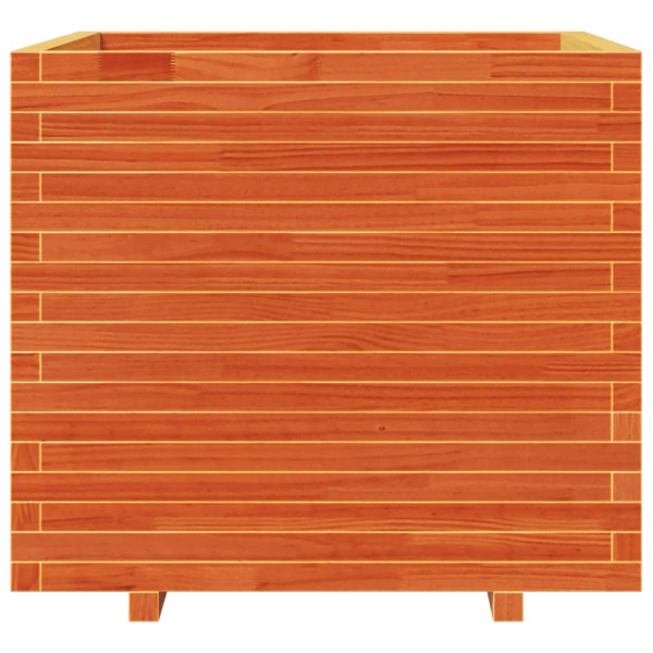 Jardinera madera maciza de pino marrón cera 80x80x72 cm M 5