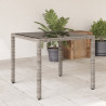 Mesa de jardín superficie de vidrio ratán PE gris 90x90x75 cm 1