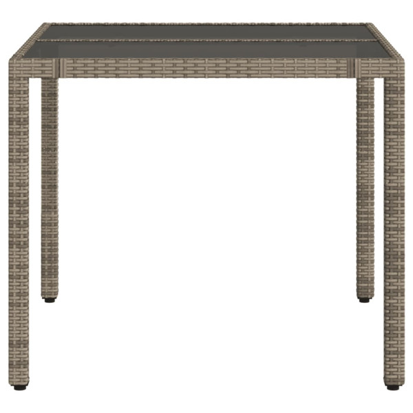 Mesa de jardín superficie de vidrio ratán PE gris 90x90x75 cm M 5