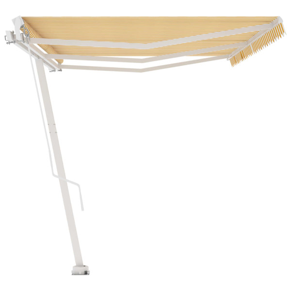 Toldo de pie retráctil manual amarillo y blanco 600x350 cm M 5