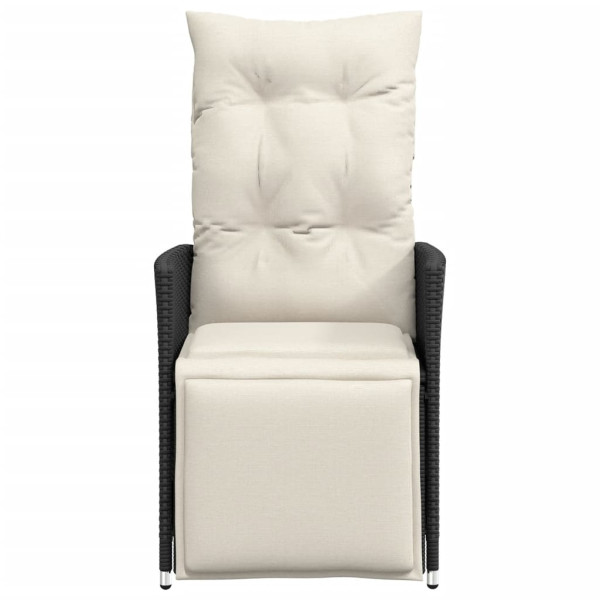 Sillón reclinable de jardín con cojines ratán sintético negro M 4