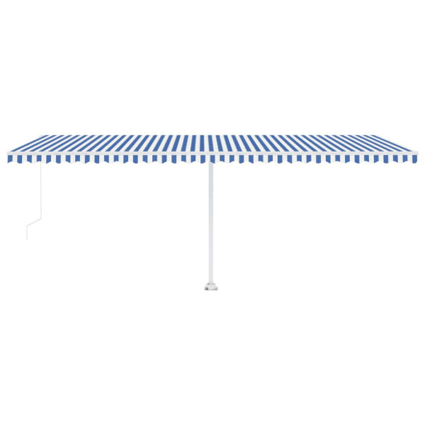 Toldo de pie retráctil manual azul y blanco 600x350 cm M 4