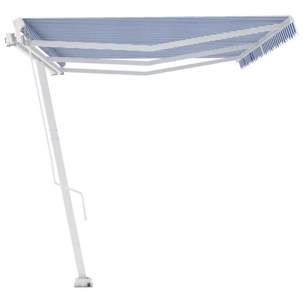 Toldo de pie retráctil manual azul y blanco 600x350 cm M 5