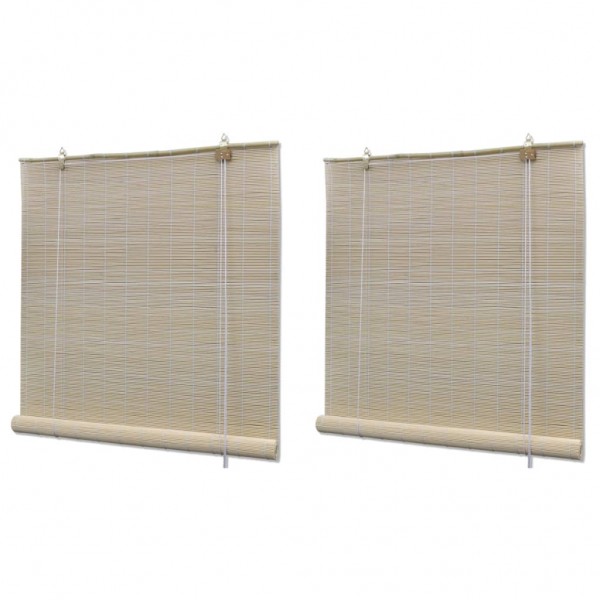 Estor enrollable de bambú natural 2 unidades 120x160 cm D