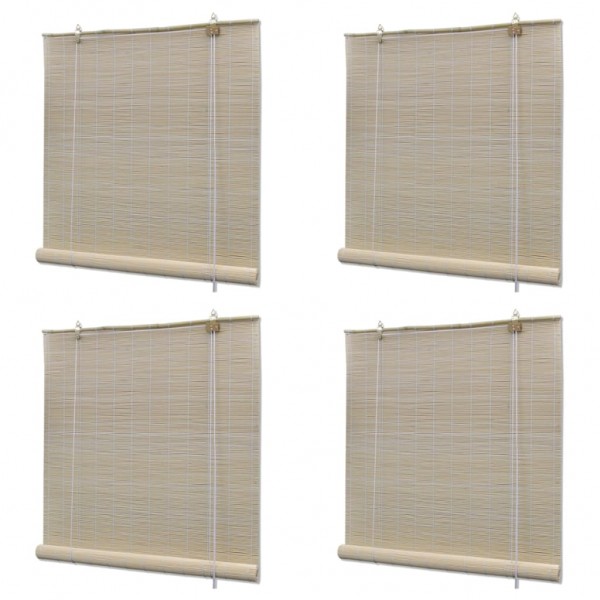 Estor enrollable de bambú natural 4 unidades 120x160 cm D
