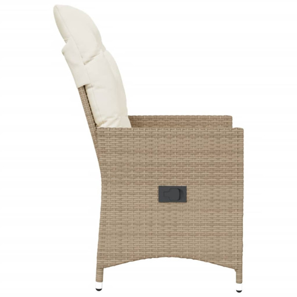 Silla de jardín reclinable con cojines ratán sintético beige M 5