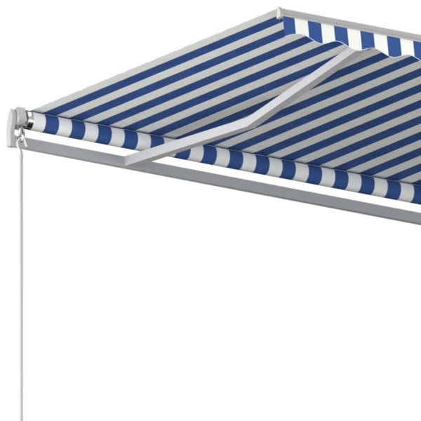 Toldo retrátil manual 600x350 cm azul e branco M 5