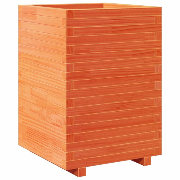 Jardinera madera maciza de pino marrón cera 50x50x72.5 cm M 2