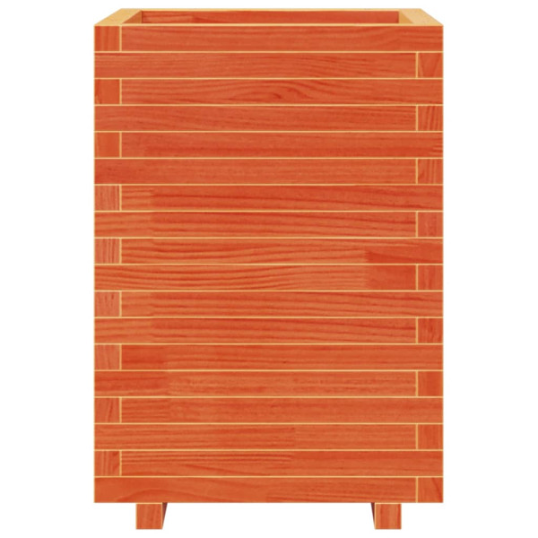 Jardinera madera maciza de pino marrón cera 50x50x72.5 cm M 5