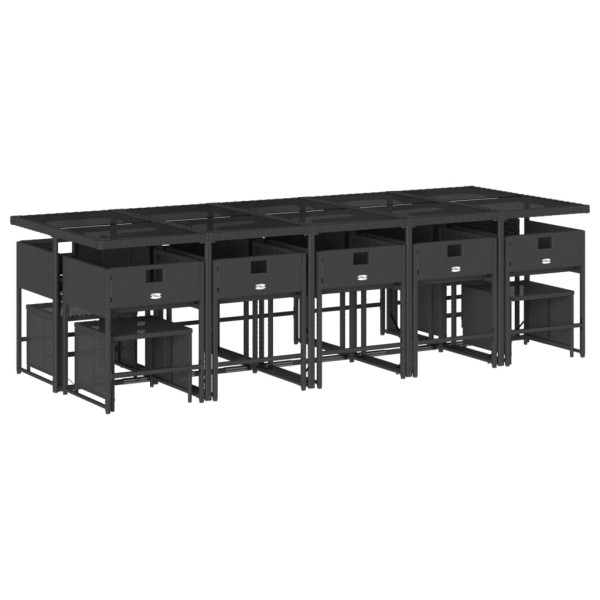 Set comedor de jardín con cojines 15 pzas ratán sintético negro M 4