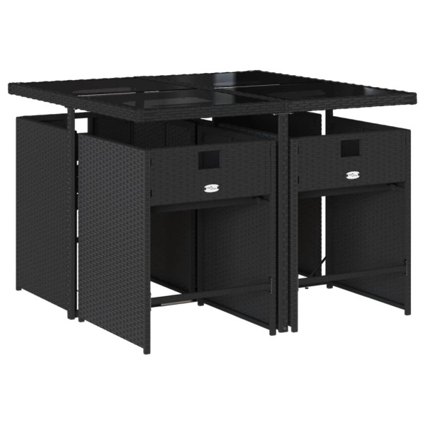 Set de muebles jardín 5 pzas con cojines ratán sintético negro M 3