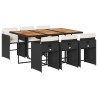 Set de comedor de jardín 7 pzas y cojines ratán sintético negro 2