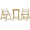 3 pcs conjunto bistrô dobrável c/ almofadões branco nata bambu 4