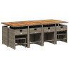 Set comedor de jardín con cojines 13 pzas ratán sintético gris 3