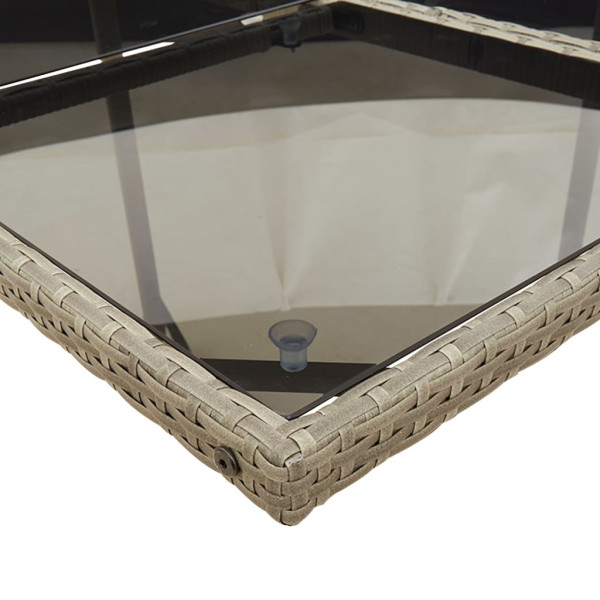 Set comedor de jardín con cojines 15 pzas ratán sintético gris M 5