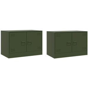 Muebles para TV 2 unidades acero verde oliva 67x39x44 cm H
