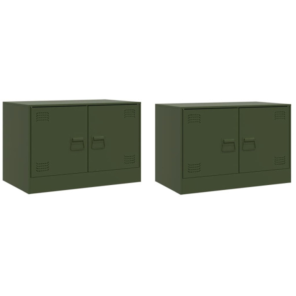 Móveis de TV 2 pcs 67x39x44 cm aço verde azeitona M 2